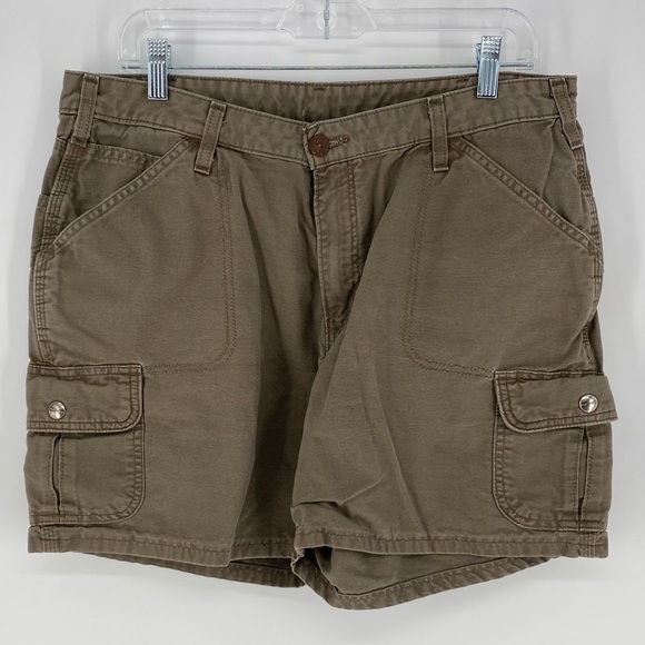 Carhartt khaki cargo short size 16 replaced button - Picture 1 of 5